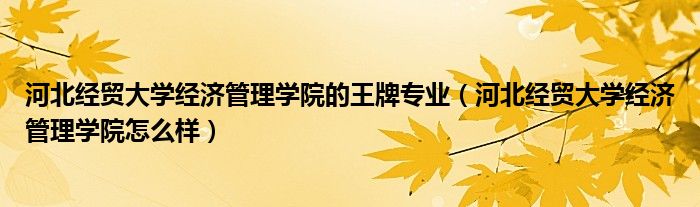 河北经贸大学经济管理学院的王牌专业（河北经贸大学经济管理学院怎么样）