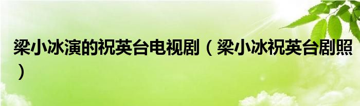 梁小冰演的祝英台电视剧（梁小冰祝英台剧照）