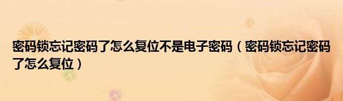 密码锁忘记密码了怎么复位不是电子密码（密码锁忘记密码了怎么复位）