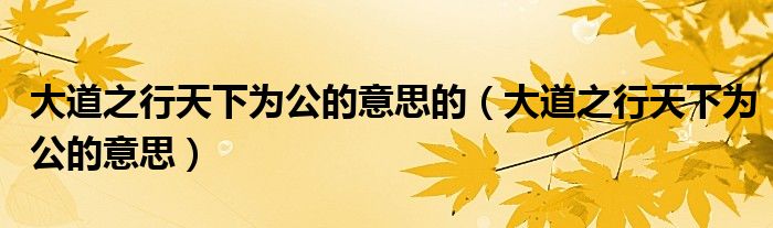 大道之行天下为公的意思的（大道之行天下为公的意思）