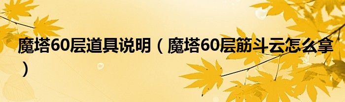 魔塔60层道具说明（魔塔60层筋斗云怎么拿）