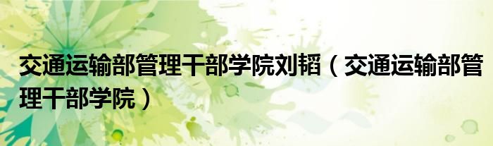 交通运输部管理干部学院刘韬（交通运输部管理干部学院）