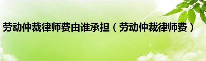 劳动仲裁律师费由谁承担（劳动仲裁律师费）