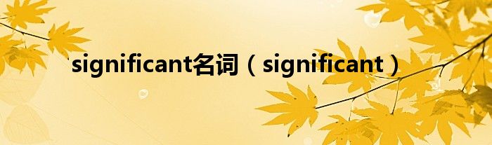 significant名词（significant）