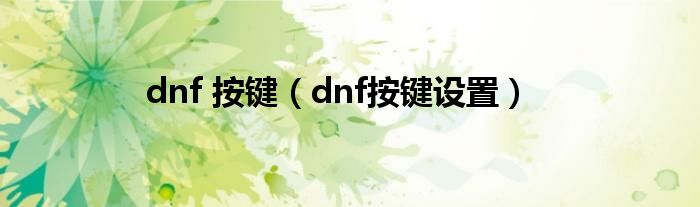 dnf 按键（dnf按键设置）