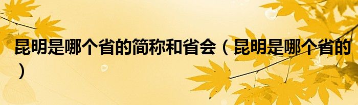 昆明是哪个省的简称和省会（昆明是哪个省的）