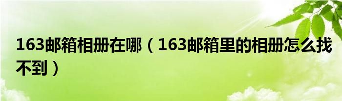 163邮箱相册在哪（163邮箱里的相册怎么找不到）