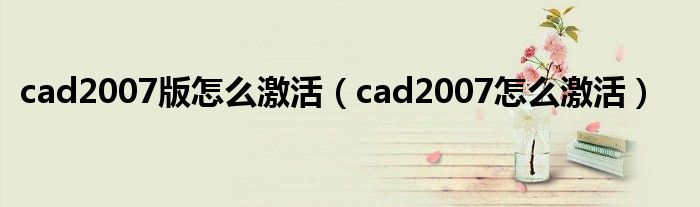 cad2007版怎么激活（cad2007怎么激活）