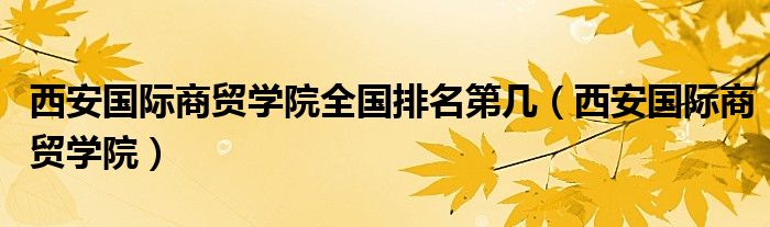 西安国际商贸学院全国排名第几（西安国际商贸学院）