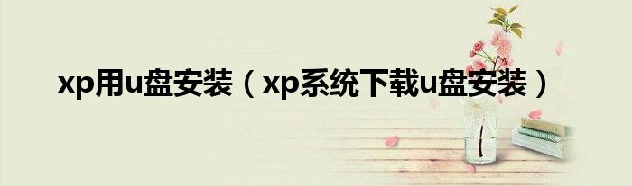 xp用u盘安装（xp系统下载u盘安装）