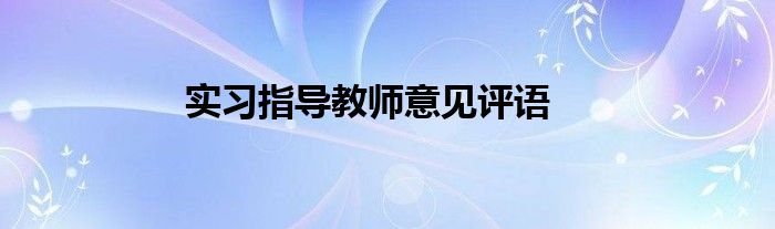 实习指导教师意见评语