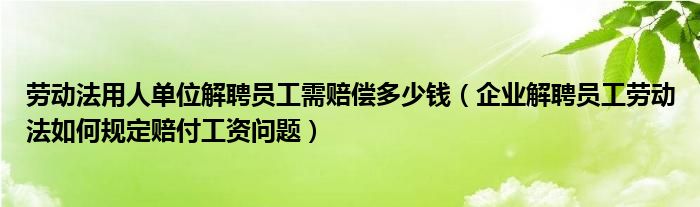 劳动法用人单位解聘员工需赔偿多少钱（企业解聘员工劳动法如何规定赔付工资问题）