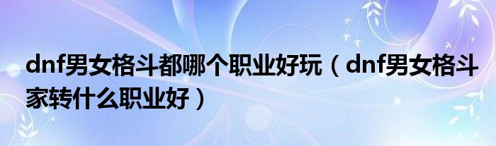 dnf男女格斗都哪个职业好玩（dnf男女格斗家转什么职业好）