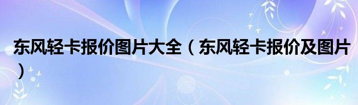 东风轻卡报价图片大全（东风轻卡报价及图片）