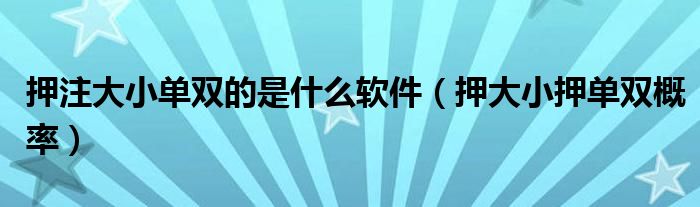 押注大小单双的是什么软件（押大小押单双概率）