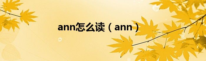 ann怎么读（ann）