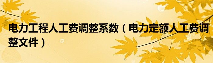 电力工程人工费调整系数（电力定额人工费调整文件）