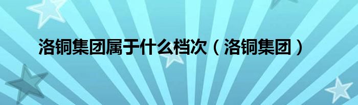 洛铜集团属于什么档次（洛铜集团）