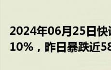 2024年06月25日快讯 港股君圣泰医药B涨超10%，昨日暴跌近58%