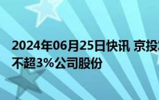 2024年06月25日快讯 京投发展：第二大股东程少良拟减持不超3%公司股份