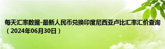 每天汇率数据-最新人民币兑换印度尼西亚卢比汇率汇价查询（2024年06月30日）