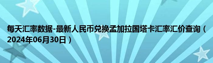 每天汇率数据-最新人民币兑换孟加拉国塔卡汇率汇价查询（2024年06月30日）