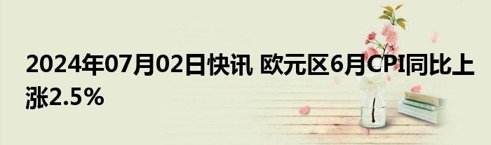 2024年07月02日快讯 欧元区6月CPI同比上涨2.5%