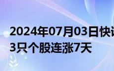 2024年07月03日快讯 今日1只个股连涨8天，3只个股连涨7天