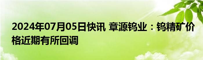 2024年07月05日快讯 章源钨业：钨精矿价格近期有所回调