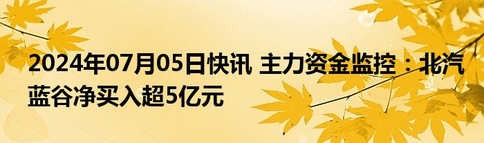 2024年07月05日快讯 主力资金监控：北汽蓝谷净买入超5亿元