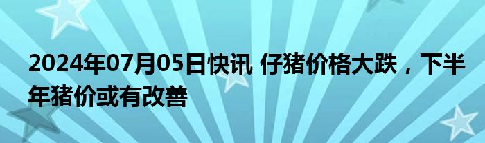 2024年07月05日快讯 仔猪价格大跌，下半年猪价或有改善