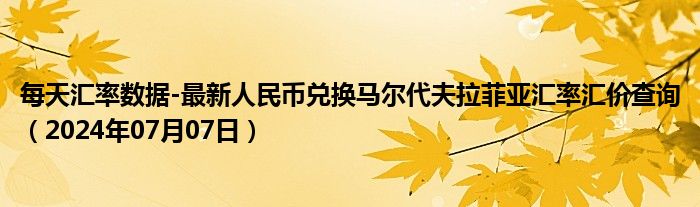 每天汇率数据-最新人民币兑换马尔代夫拉菲亚汇率汇价查询（2024年07月07日）