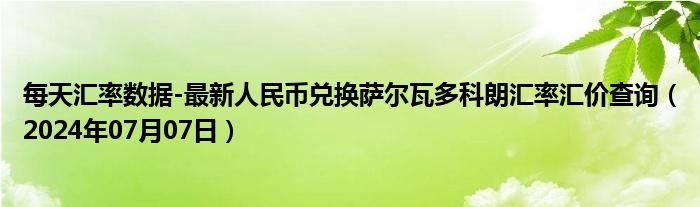 每天汇率数据-最新人民币兑换萨尔瓦多科朗汇率汇价查询（2024年07月07日）