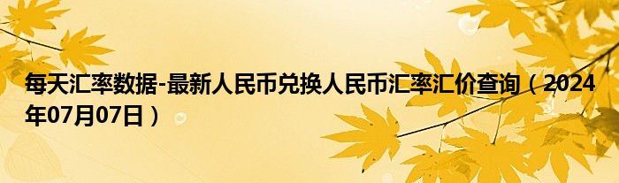 每天汇率数据-最新人民币兑换人民币汇率汇价查询（2024年07月07日）