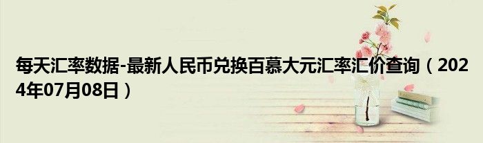 每天汇率数据-最新人民币兑换百慕大元汇率汇价查询（2024年07月08日）