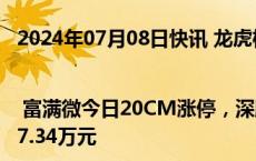 2024年07月08日快讯 龙虎榜 | 富满微今日20CM涨停，深股通买入2382.75万元并卖出867.34万元