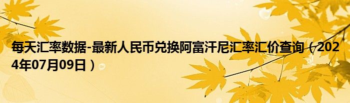 每天汇率数据-最新人民币兑换阿富汗尼汇率汇价查询（2024年07月09日）