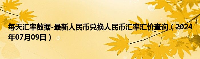 每天汇率数据-最新人民币兑换人民币汇率汇价查询（2024年07月09日）