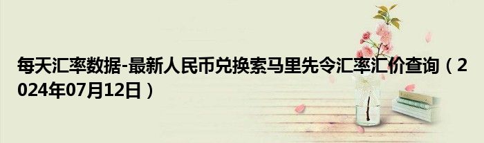 每天汇率数据-最新人民币兑换索马里先令汇率汇价查询（2024年07月12日）