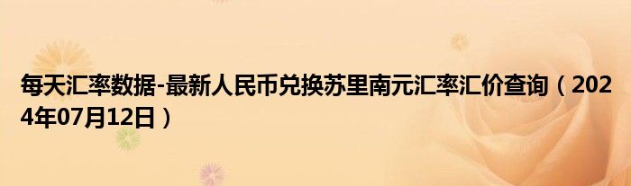 每天汇率数据-最新人民币兑换苏里南元汇率汇价查询（2024年07月12日）