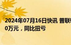 2024年07月16日快讯 普联软件：上半年预盈1200万元1400万元，同比扭亏