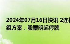 2024年07月16日快讯 2连板哈森股份：拟调整重大资产重组方案，股票明起停牌