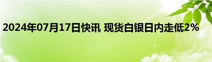 2024年07月17日快讯 现货白银日内走低2%