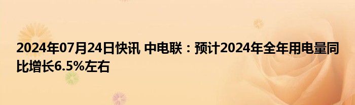 2024年07月24日快讯 中电联：预计2024年全年用电量同比增长6.5%左右