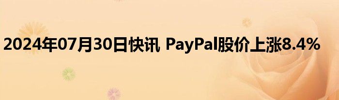 2024年07月30日快讯 PayPal股价上涨8.4%