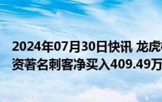 2024年07月30日快讯 龙虎榜丨国中水务今日涨停，知名游资著名刺客净买入409.49万元