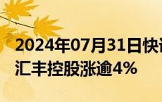 2024年07月31日快讯 港股银行股持续走高，汇丰控股涨逾4%