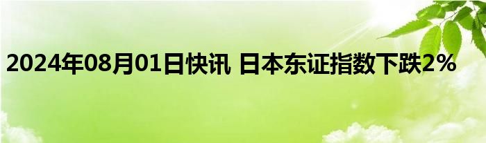 2024年08月01日快讯 日本东证指数下跌2%