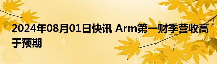 2024年08月01日快讯 Arm第一财季营收高于预期