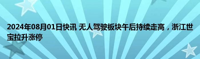 2024年08月01日快讯 无人驾驶板块午后持续走高，浙江世宝拉升涨停